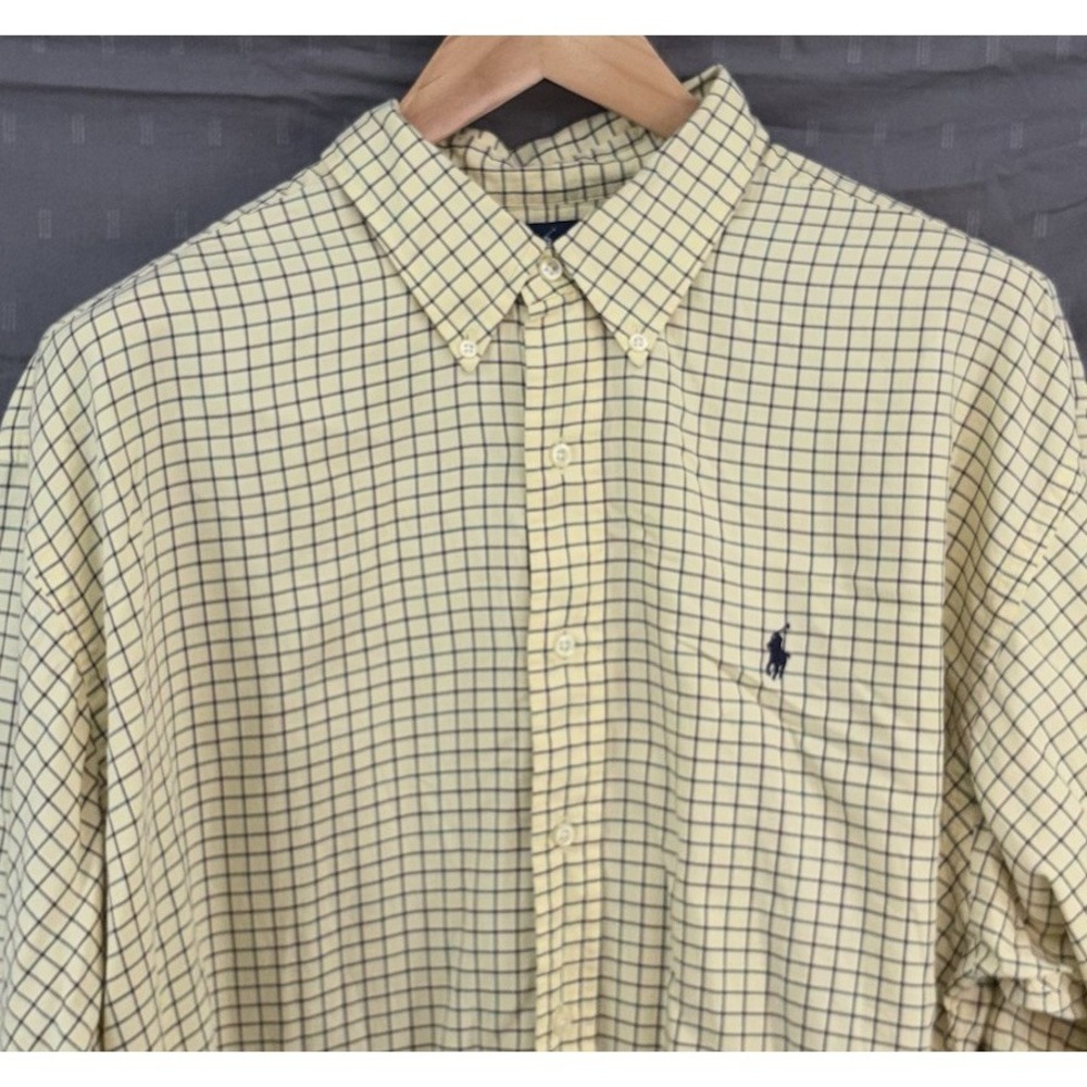 Polo Ralph Lauren Mens Blake XXL 2XL Yellow Plaid Check Button Down